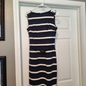 Black, White and Blue Stripped Dress from White House Black Market Size 2